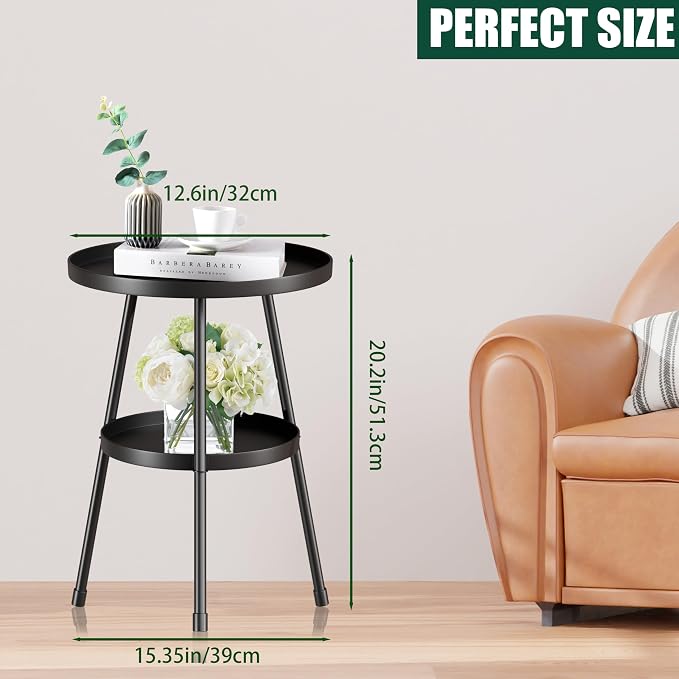 SYQ Round Metal Side Table Small End Table - Image 3