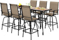 PHI VILLA Outdoor Swivel Patio Bar Set of 9, Patio Bar Table and Chairs Set by PHIVILLAThepioneerofcomfortablehouseholdsupplies