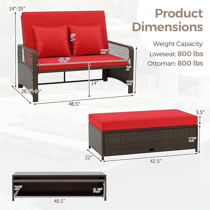 RELAX4LIFE Wicker Patio Outdoor Daybed - Image 3