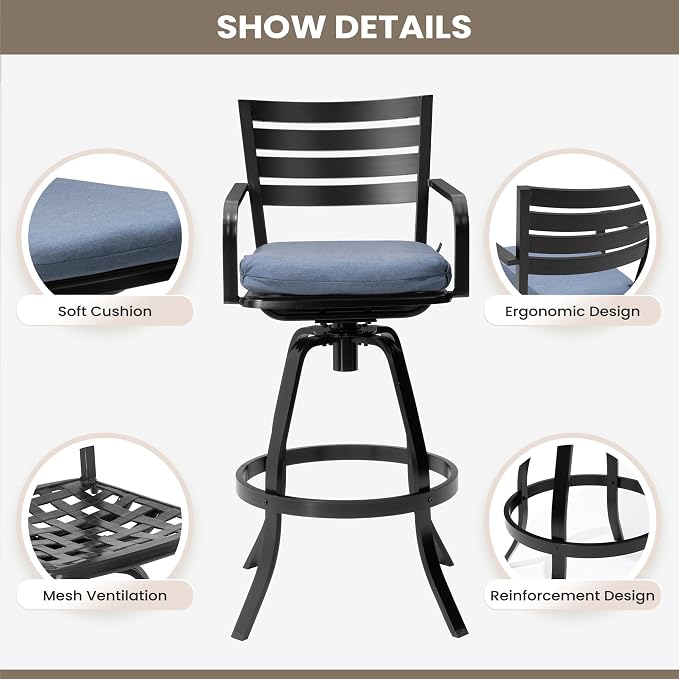 Pellebant Outdoor Bar Stools Set of 4 - Image 6