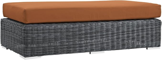 Modway Summon Wicker Rattan Outdoor Patio Sunbrella® Fabric Rectangle Ottoman by Modway