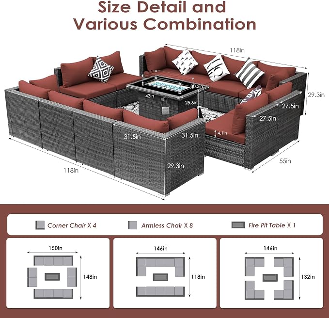BULEXYARD 13 Piece High Back Outdoor Furniture Sets - Image 6