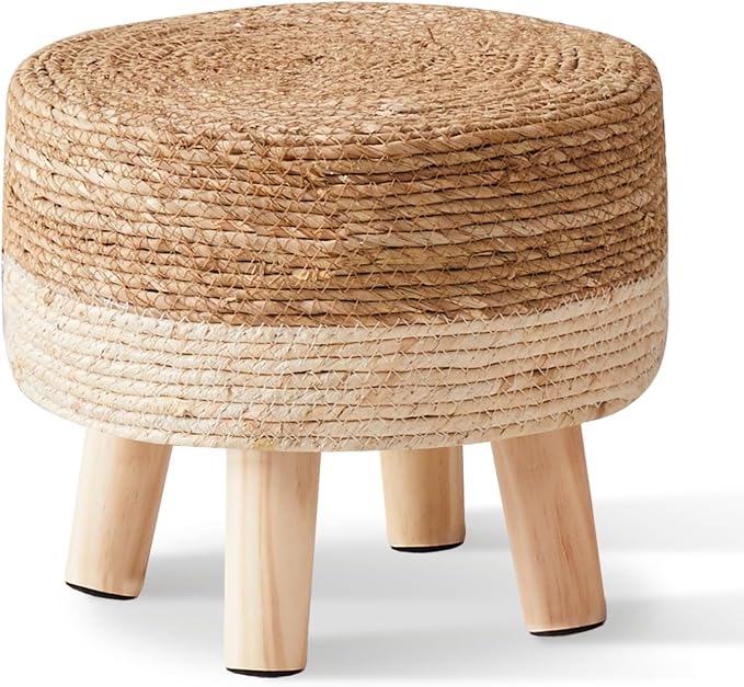 Cpintltr Foot Stool Natural Seagrass Hand Weave Poufs Round Ottoman - Image 4