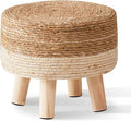 Wimarsbon Round Foot Stool Natural Seagrass Poufs Ottoman Hand Weave Footrest by Wimarsbon