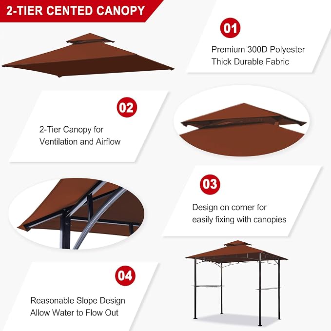 Eurmax USA High Performance Grill Gazebo Canopy Replacement Cover 5x8 BBQ - Image 3