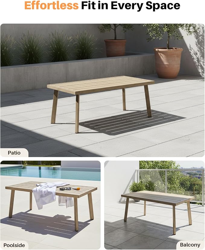 Patio Coffee Table, Never-Rust Aluminum Outdoor Coffee Table - Image 9