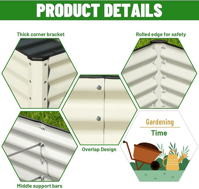SnugNiture Galvanized Raised Garden Bed 6x3x2FT Outdoor Large Metal Planter Box - Image 3