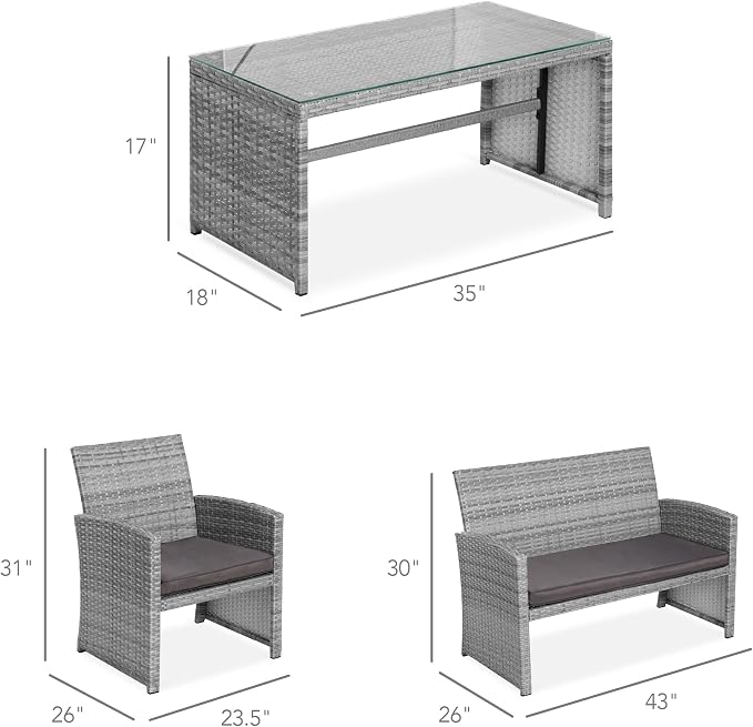 Best Choice Products 4-Piece Outdoor Wicker Patio Conversation Furniture Set - Image 7