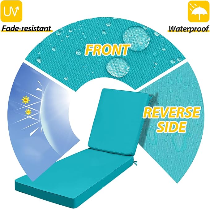 AAAAAcessories Outdoor Chaise Lounge Cushions, Fade-Resistant, Waterproof Patio - Image 2
