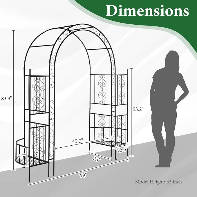 VINGLI Garden Arbor Arch, Wedding Arch Archway - Image 3