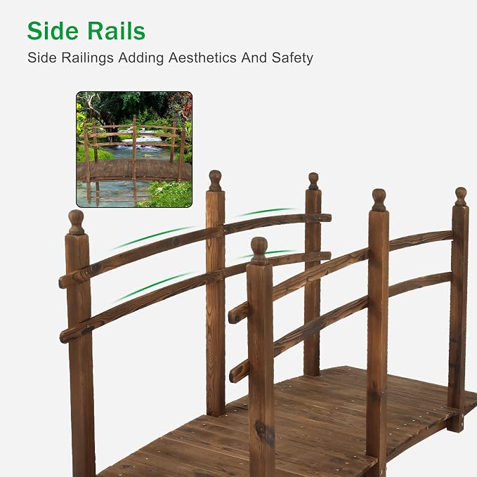 VINGLI 7.5 ft Garden Bridge, Arch Walkway Wooden Bridge - Image 4