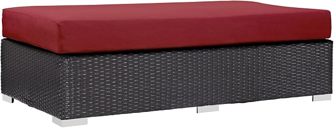 Modway Convene Wicker Rattan Outdoor Patio Rectangle Ottoman - Image 4