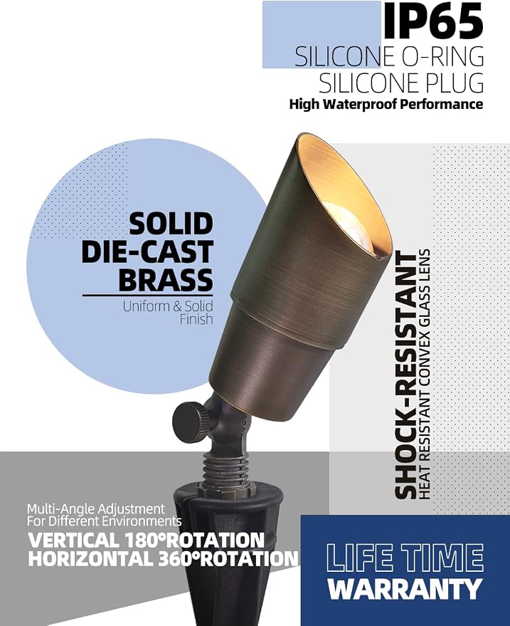 MALORY Brass Landscape Spotlight 4-Pack - Image 3