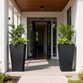 Sziqiqi Tall Planter for Indoor Outdoor: Set of 2 Large 21.6in Metal Taper by SZIQIQI