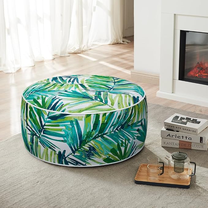Magpie Fabrics Inflatable Stool Ottoman Pouf D20 xH9, Outdoor Round Footrest - Image 2