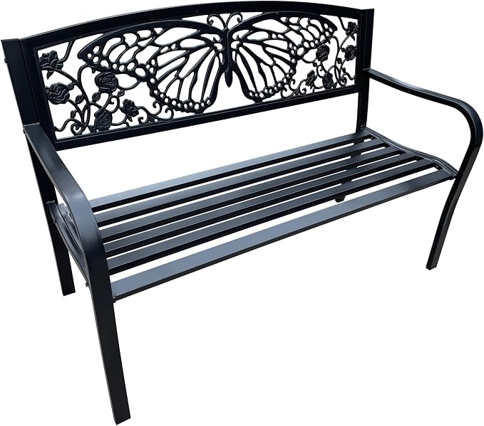 Hi-Line Gift Ltd 50" Outdoor Metal Garden Bench - Image 4