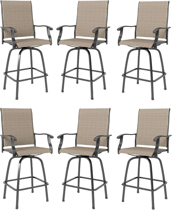 MFSTUDIO Outdoor Bar Stools Set of 6, Swivel Bar Height Patio Chairs Outdoor by MFSTUDIO