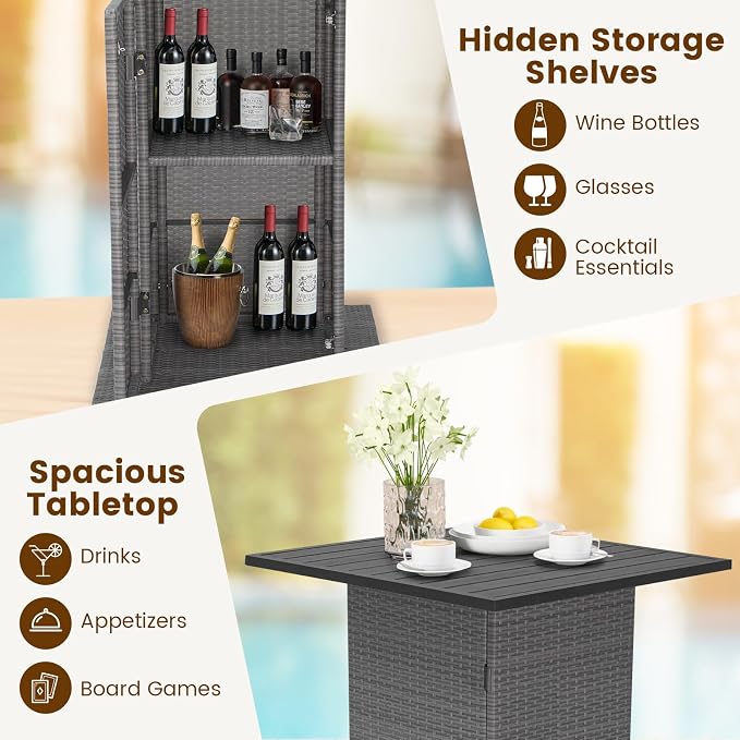 Tangkula 5 Piece Outdoor Rattan Bar Set, Patio Bar Furniture - Image 6