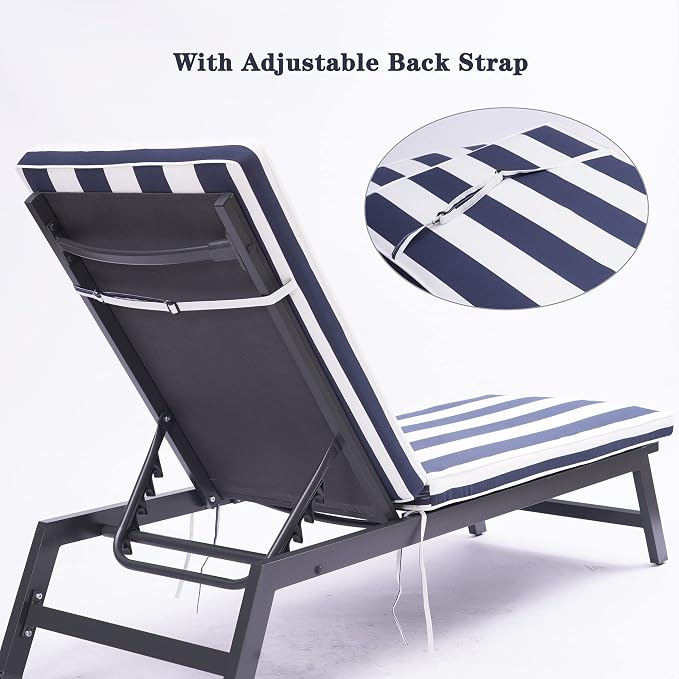 Only choice 2 Pcs Set Outdoor Lounge Chair Cushions Patio Chaise Lounge - Image 3