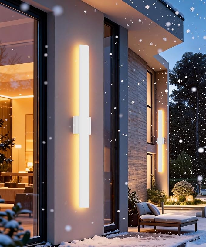 Aipsun 2 Packs Outdoor Wall Sconce, 3000K 4000K 6000K, 39.4in Modern White - Image 9