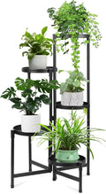 Plant Stand Indoor Outdoor 5 Tier Black Metal Plant Holder 31 in Tall 9 in Wide by Atpddpey