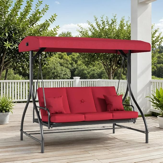 TLSUNNY 3-Seat Outdoor Patio Porch Swing by TLSUNNY