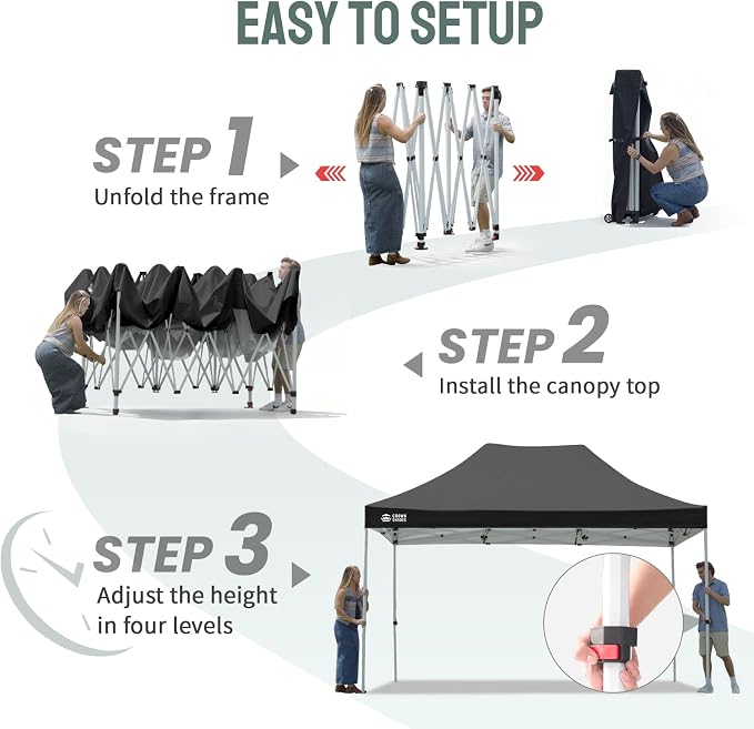 CROWN SHADES 10x15 Pop Up Canopy Tent, Thicken Frame Commercial Heavy Duty Tent - Image 3
