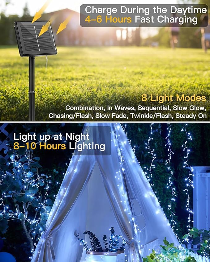 Brightown Solar Lights for Outside, 9.8Ft 120 LED Solar String Lights Outdoor - Image 4