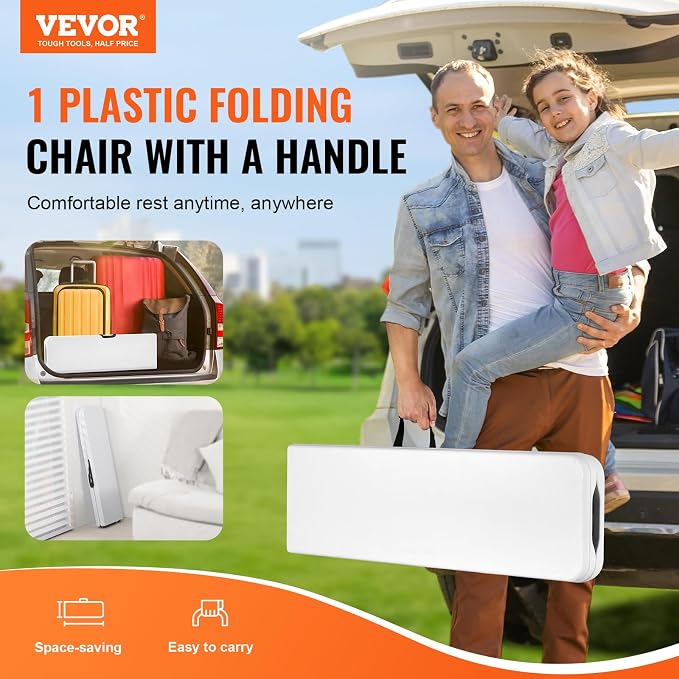 VEVOR Plastic Folding Bench, 6ft Portable Folding Bench, Smooth High Density - Image 4
