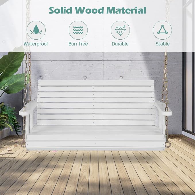 Giantex Wooden Porch Swing 2 Seat - Image 2
