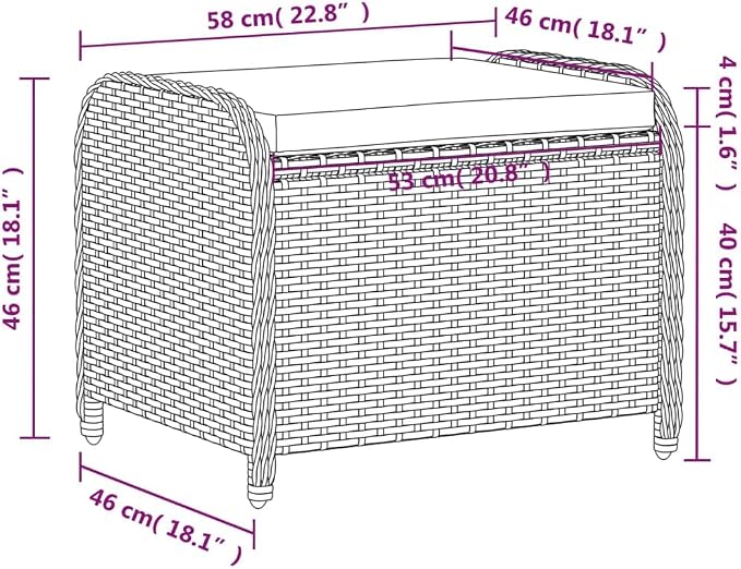 vidaXL Gray Poly Rattan Patio Stool - Image 4