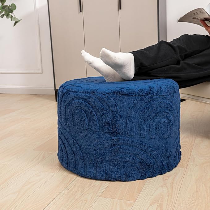 Asuprui Plush Fabric Ottoman Footrest – 20"x14" Soft Foam Pouf - Image 2