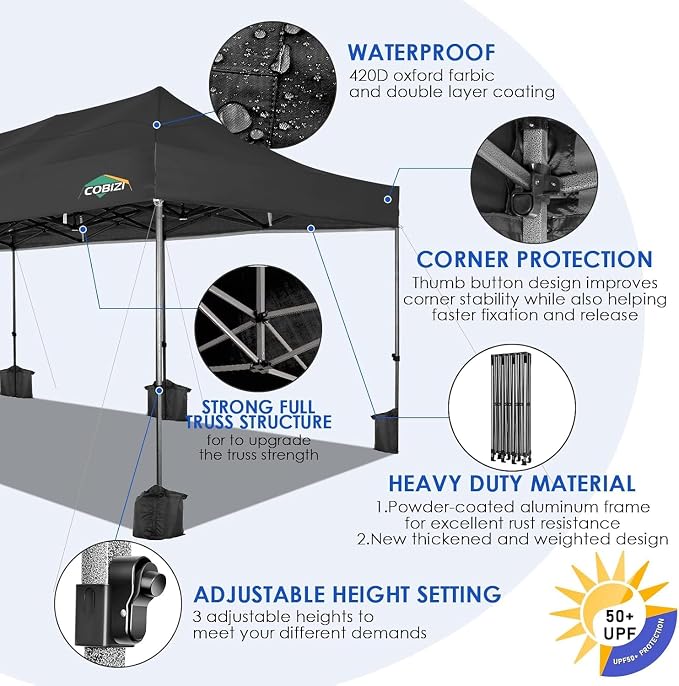COBIZI 10x30 Pop up Canopy, Heavy Duty Outdoor Party Tents - Image 3