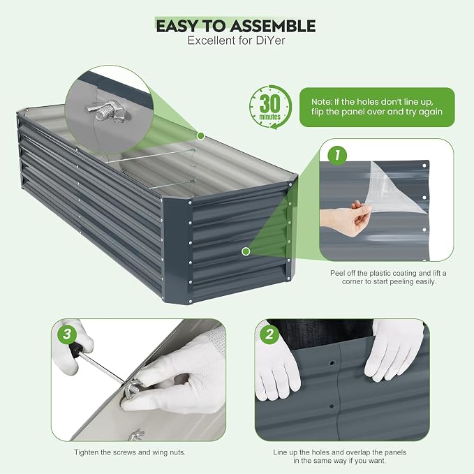 ZORMY 6×2×1.4ft Galvanized Raised Garden Bed Kit, Metal Planter Boxes Outdoor - Image 8