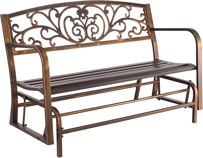 VEVOR Outdoor Bench, 50 inch, Carbon Steel Metal Frame by VEVOR