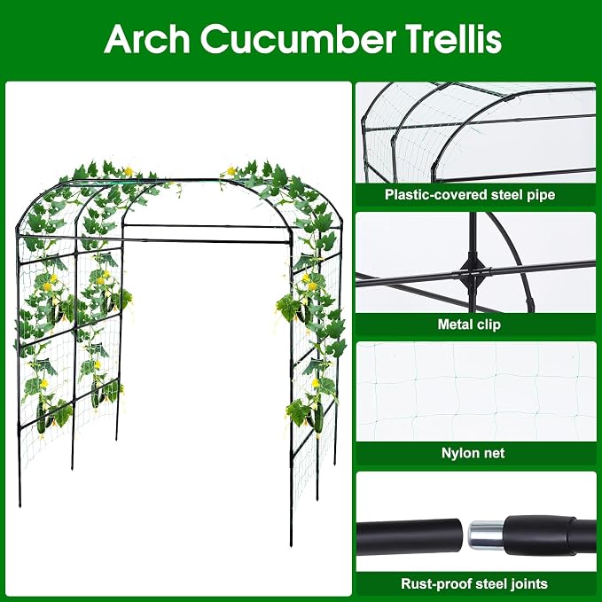 Garden Arch Trellis for Climbing Plants Outdoor, Grape Vine Tomato Bean U Frame - Image 5