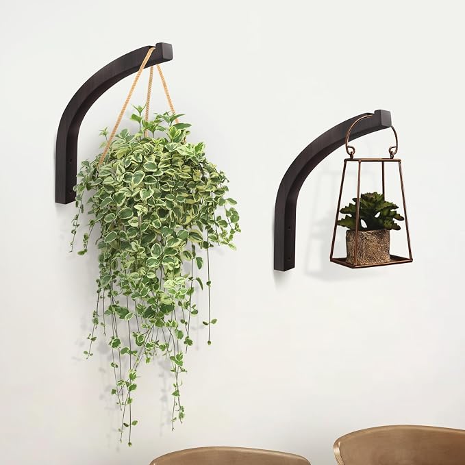 Stylish Wooden Plant Hanger – 2 Pack, 8-Inch Indoor/Outdoor Wall Hooks - Image 2