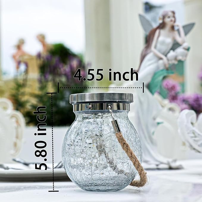 Cooo Christmas Gifts 4 Pack Solar Lanterns Waterproof Outdoor Heavy Crackle - Image 3