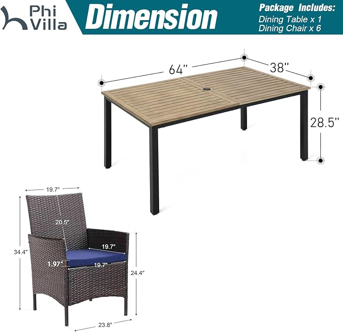 PHI VILLA 7 Pieces Outdoor Dining Set - Image 6