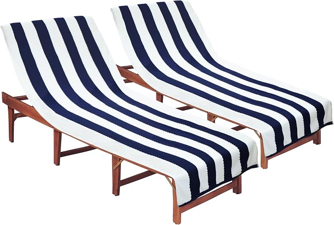 COTTON CRAFT Beach Lounge Chair Cover – 2 Pack Euro Spa Waffle Terry Towel by COTTONCRAFT
