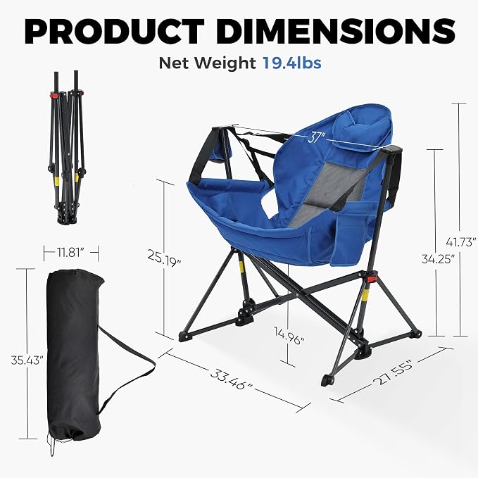Ainfox Hammock Camping Chair, Foldable Portable Rocking Chairs - Image 3
