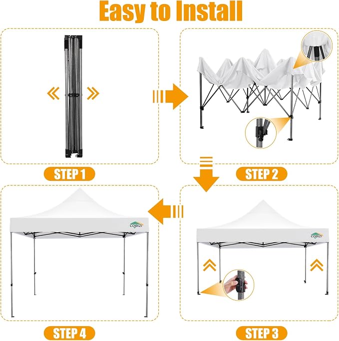 COBIZI 10x10 Pop Up Canopy Without Sidewall, Heavy Duty Canopy UPF 50+ All - Image 5