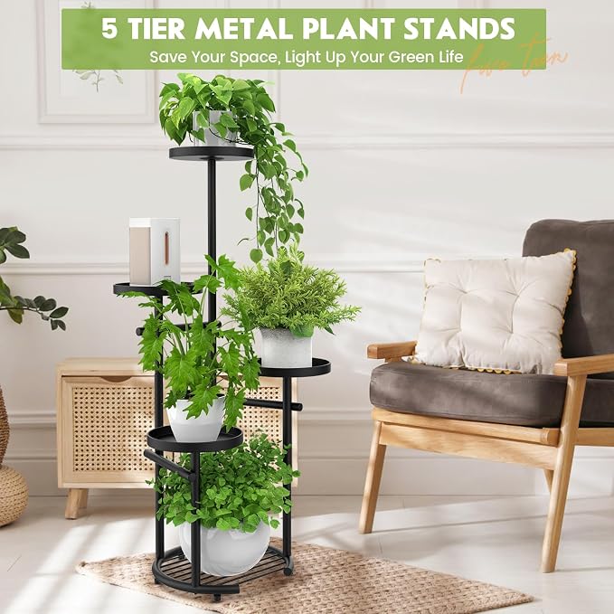 TOSKING 5 Tier Tall Plant Stand Indoor Outdoor, Heavy Duty Corner Plant Stand - Image 2