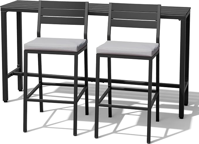 Crestlive Products Outdoor Bar Table and Chairs Set, 3 Piece Outside Patio Bar - Image 9