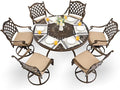 7-Piece Cast Aluminum Patio Furniture, Patio Dining Set by Unknown