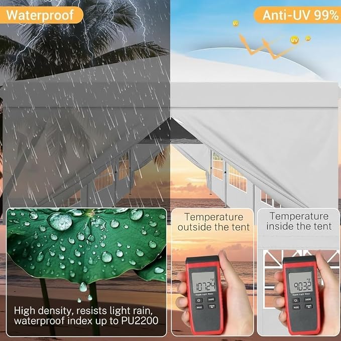 COBIZI 10x30 Pop Up Canopy Tent Commercial Instant Shelter - Image 8