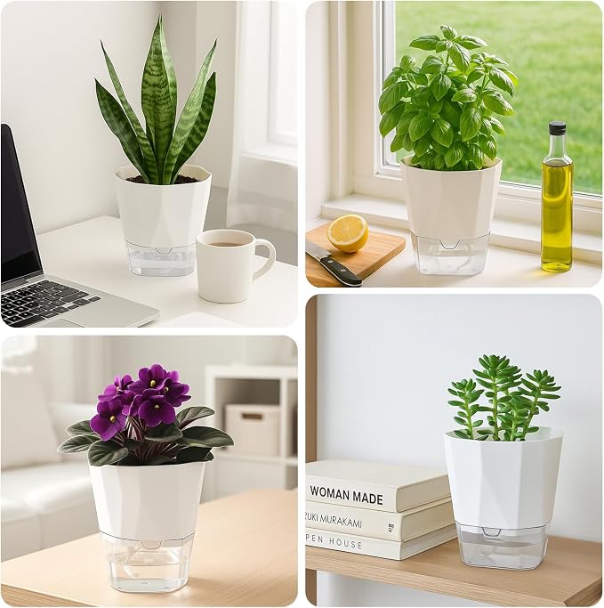 2 Pack Self Watering Pots for Indoor Plants, 8.4 Inches Self Watering Planters - Image 7