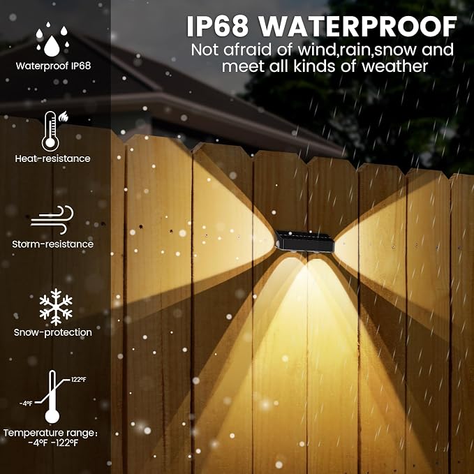 Solar Fence Lights 8 Pack Solar Fence Lights Outdoor - Image 5