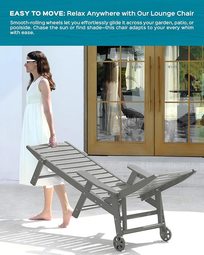 Outdoor Lounge Chair Set of 4, All Weather Patio Chaise Lounge Chairs - Image 6