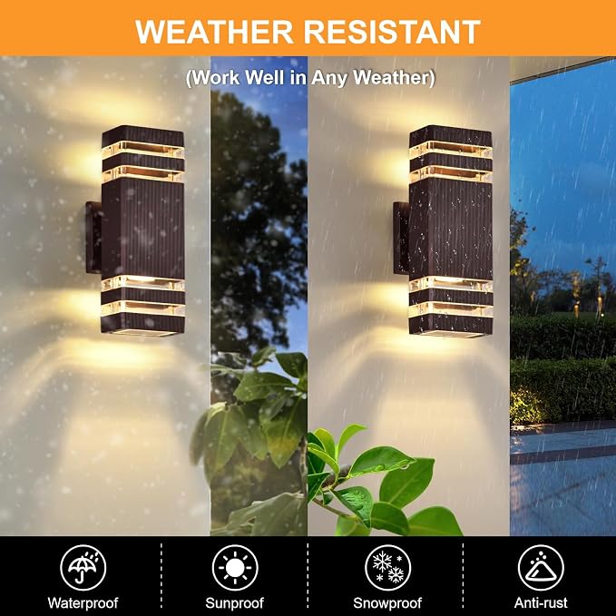 DASTOR 4 Pack Outdoor Wall Lights, 2-Layer Modern Outdside Lights - Image 3